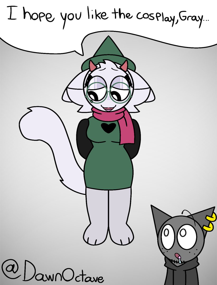 DawnOctave's tweet image. (Slightly suggestive warning ⚠️)
Wenda decided to cosplay a certain character for Gray, since she saw him play a certain game earlier...
#Sprunkality