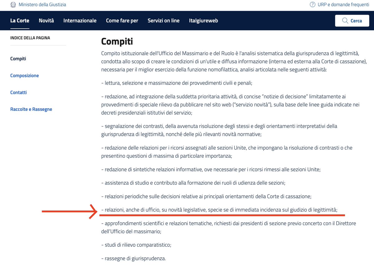 A <a href="/InOndaLa7/">In Onda</a>, <a href="/CottarelliCPI/">Carlo Cottarelli</a> ha appena detto che l’Ufficio del Massimario della Corte di cassazione è andata oltre  il suo ruolo, perché il suo ruolo è dare indicazioni sull'applicazione delle leggi, non fare rilievi di costituzionalità. 

Allego in foto i compiti dell’Ufficio