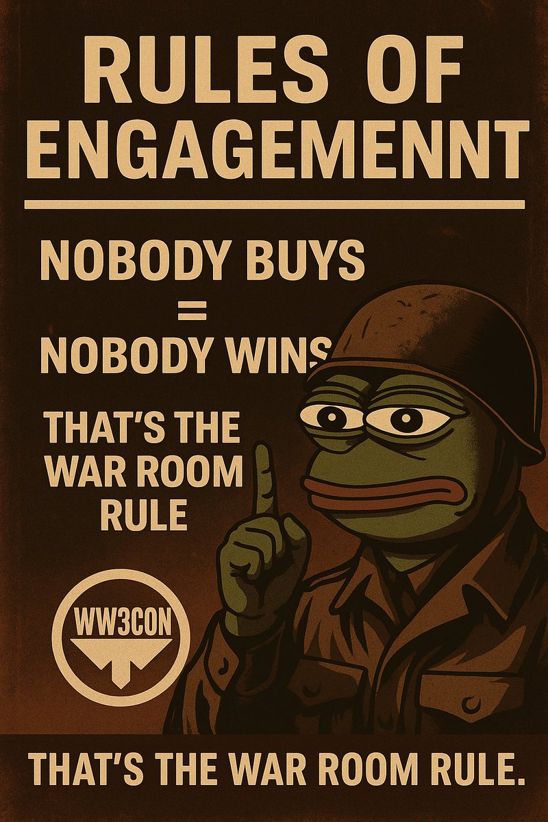 o_ww3con's tweet photo. It’s not one of those “retweet &amp; tag 3 friends” giveaways.

This is crypto war.

You buy any amount of $WW3CON and drop your wallet = you’re in.

Nobody buys = nobody wins.

That’s the war room rule.

🔗 https://t.co/0rCudMnEqA

#WW3CON #Solana #airdrop #memecoinseason #degens https://t.co/FudMVvAxwI