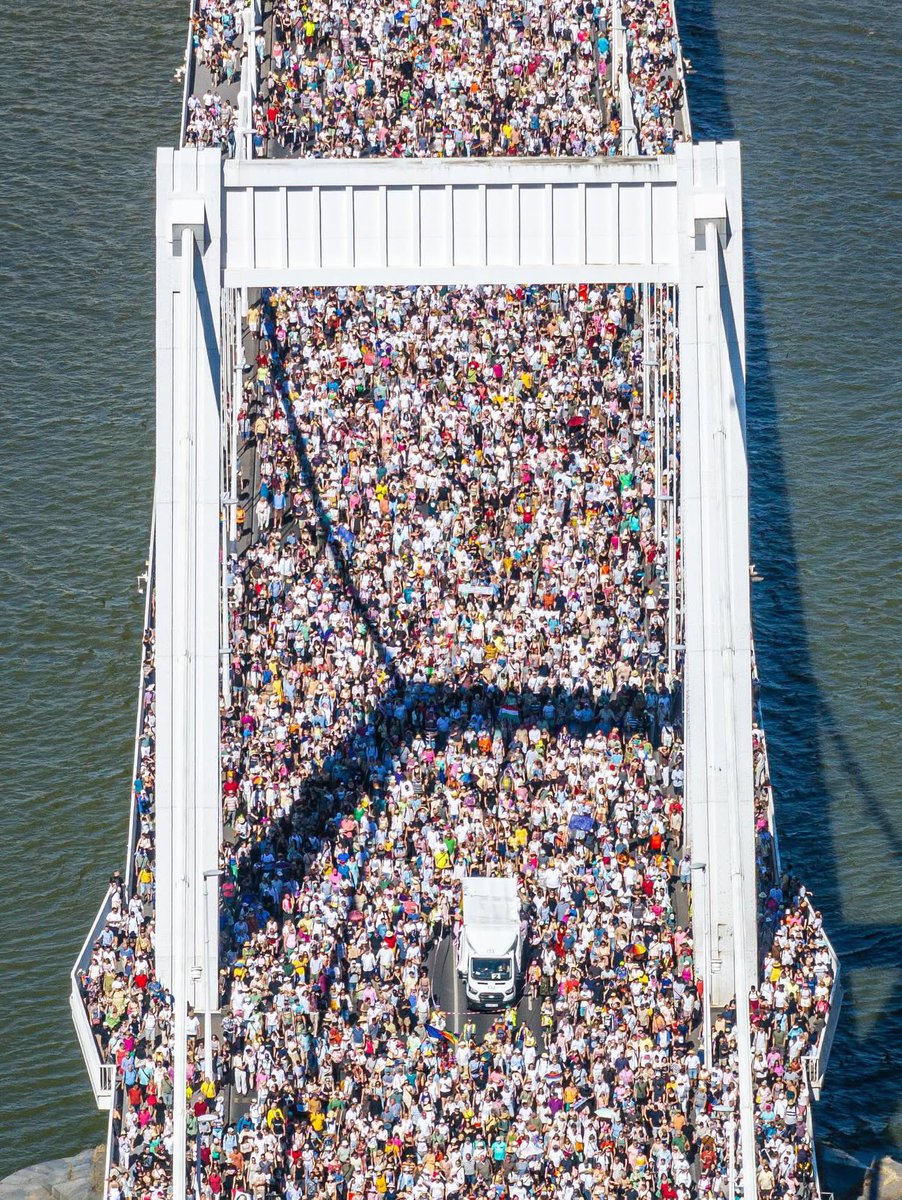 Hungary banned the country’s annual pride parade. Prime Minister Viktor Orban on Friday warned people to stay away from the banned parade, threatening “clear legal consequences” for anyone taking part.

The community showed up, and Budapest had its largest pride ever.