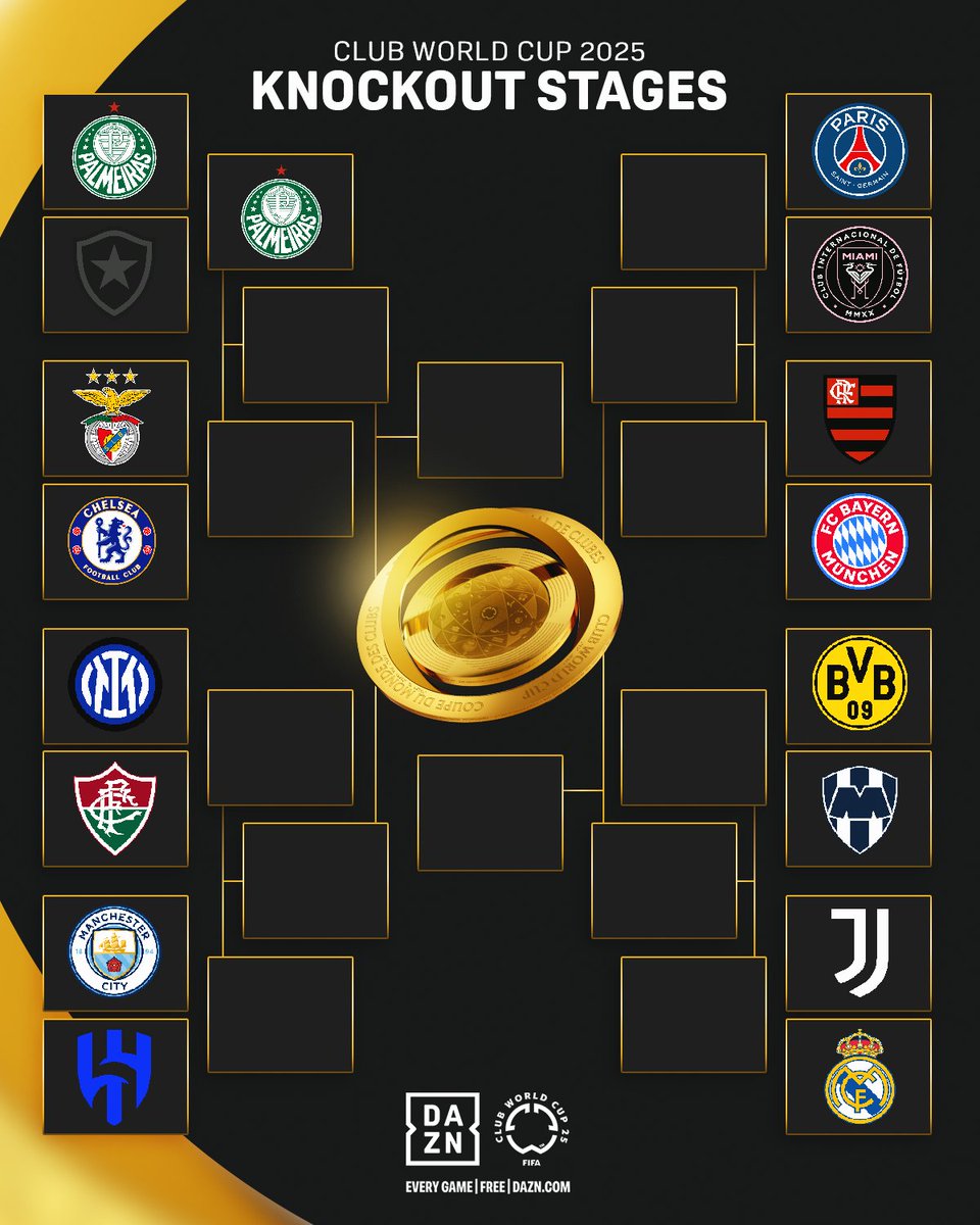 DAZNFootball's tweet photo. We’ve got our first quarter-finalist at the #FIFACWC! 🟢
@Palmeiras are through — who’s joining them next? 🤔⚽️
Watch the @fifacwc | June 14 - July 13 | Every Game | Free | https://t.co/i0K4eUtwwb | #FIFACWC #TakeItToTheWorld #SEPBOT https://t.co/v2XgFHRwkU
