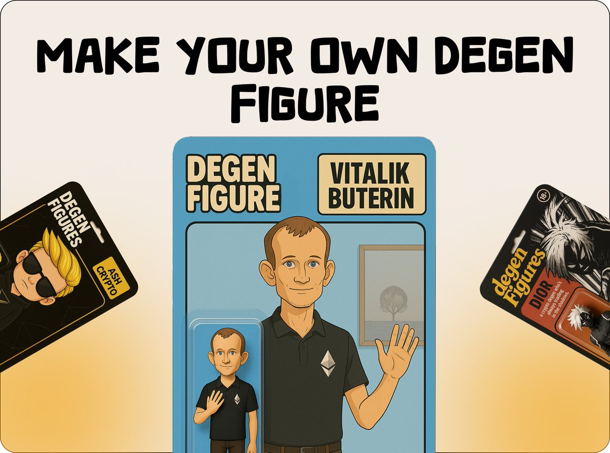 DegenFiguresETH's tweet photo. Turn this image into a packaged action figure from the Degen Figures series.

The character's name is [INSERT NAME]. Use the uploaded photo(s) as a base, and add or imagine details as needed to complete the full-body figure. 

Visit here: https://t.co/5CorfBxDaL https://t.co/loow6OQrQT