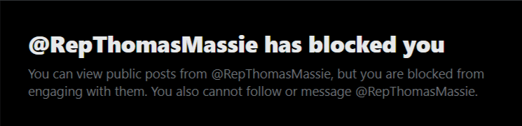 Ghostofcynthia's tweet image. Masshole is blocking everyone.   

Weak and pathetic.

@RepThomasMassie #Faggot
