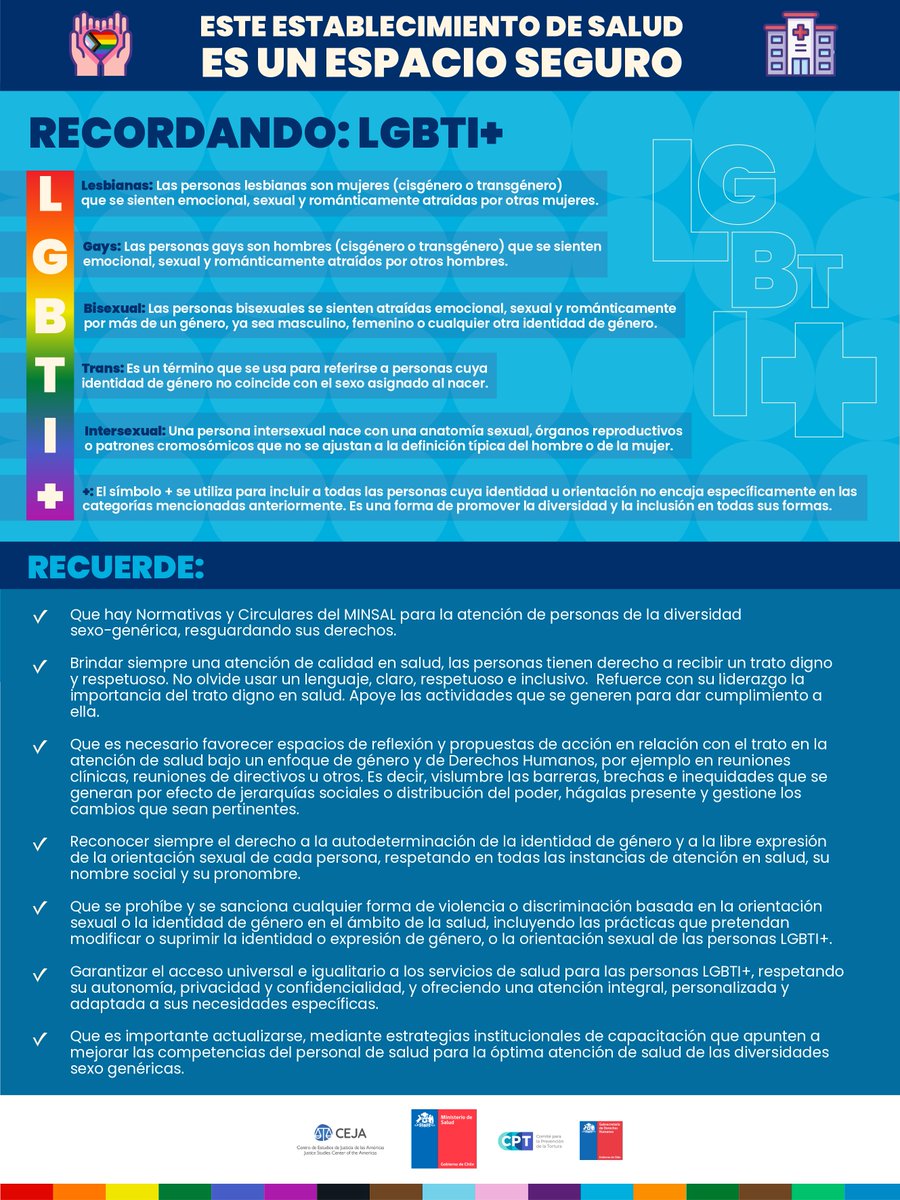 CEJAoficial's tweet image. 🎉 En el Mes del Orgullo, CEJA reafirma su compromiso con los #DDHH.
Con @Minsal y apoyo de la ONU, formamos a personal de salud mental en Chile para una atención digna e inclusiva hacia personas #LGBTIQANB+.
🧠❤️ Justicia también es salud.
#Orgullo2025 #JusticiaInclusiva