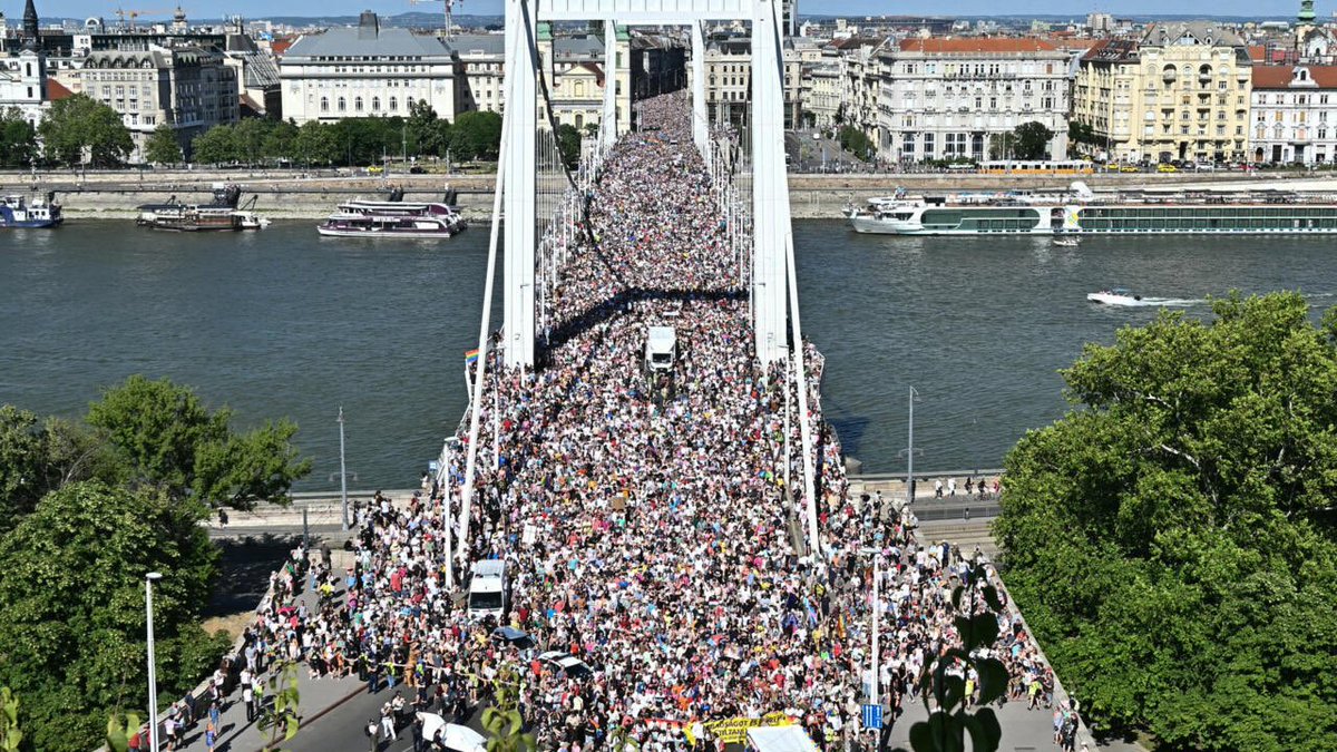 🇭🇺 Unas 200.000 asistieron a la Marcha del Orgullo en #Budapest a pesar de la amenaza de “consecuencias legales” del primer ministro húngaro, Viktor Orbán a quienes organizarán o asistieran. Así se ve el orgullo rebelde 🏳️‍⚧️🏳️‍🌈✊🏽🔥 #Pride2025 #Orgullo2025 #Orban #BudapestPride2025