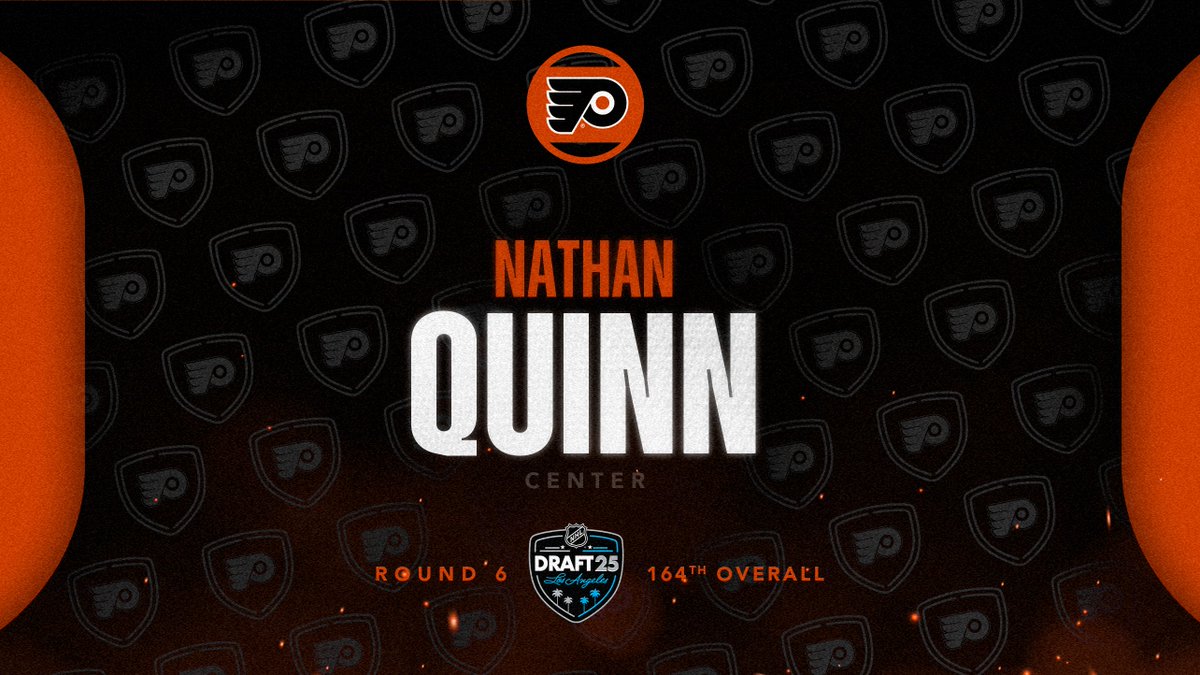 NHLFlyers's tweet image. 🔶 ON THE CLOCK! 🔶

With the 164th overall pick in the 2025 #NHLDraft, we are proud to select Nathan Quinn.