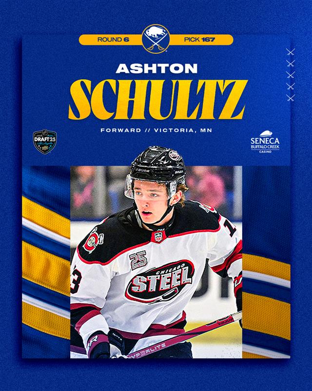 Ashton Schultz joins the blue &amp; gold! 

Details → bufsabres.co/3TTqHYp

#LetsGoBuffalo | <a href="/SenecaBuffalo/">Seneca Buffalo Creek Casino</a>