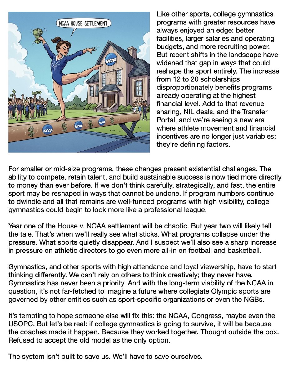 Can #NCAAGym survive the House vs. NCAA settlement, and what might the long-term implications be?