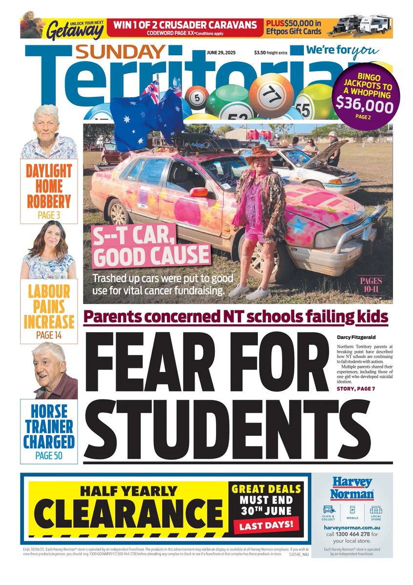 🇦🇺 Fear For Students

▫Parents of students with autism are crying out for help, including the mother of a student who was driven to suicidal ideation at the tender age of five
▫<a href="/Drcyftz/">Darcy Fitzgerald</a>

#frontpagestoday #Australia <a href="/TheNTNews/">The NT News</a> 🇦🇺