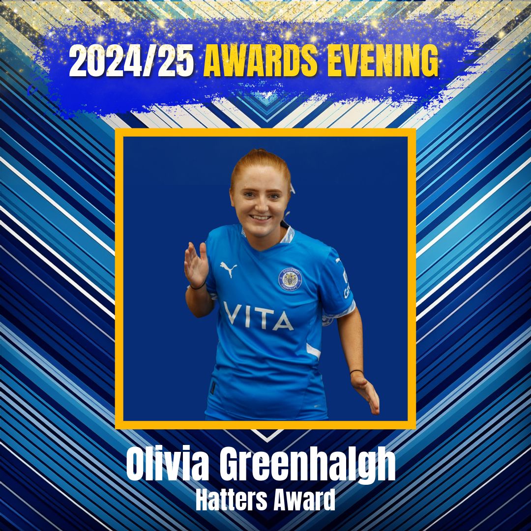First up is the Hatters Award! 🎩

This is an award that is given to the player who represents the values of Stockport County Ladies! 💙

This season’s recipient of the Hatters Award is - Olivia Greenhalgh ⭐️

#StockportCounty