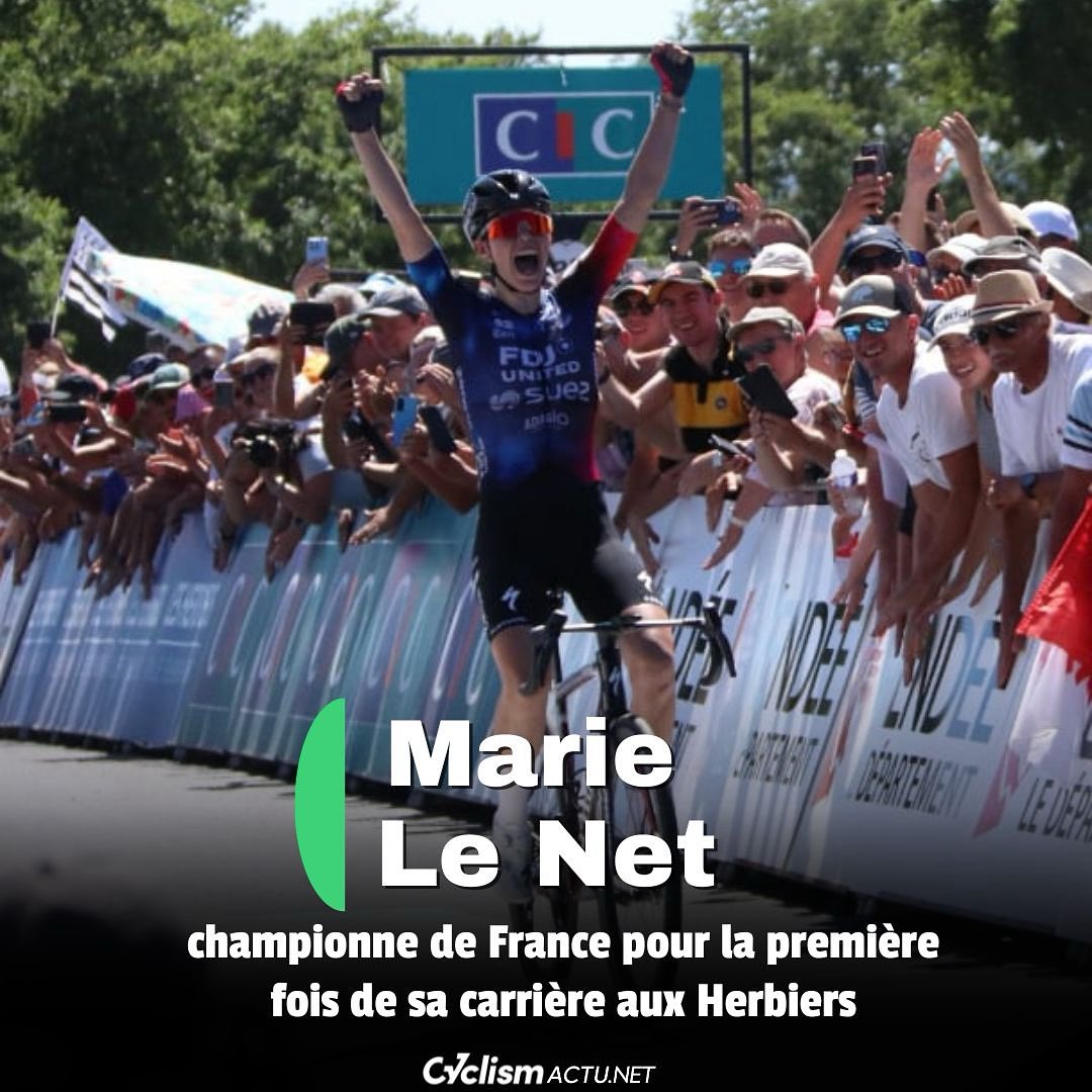 cyclismactu's tweet image. Marie Le Net (25 ans, FDJ-Suez) championne de France pour la première fois de sa carrière aux Herbiers !🇫🇷🔥

« Le vélo, partout &amp;amp; toujours ici », sur CyclismActu.net🚴‍♂️

#LeNet #MarieLeNet #cyclisme #FDJsuez #LesHerbiers