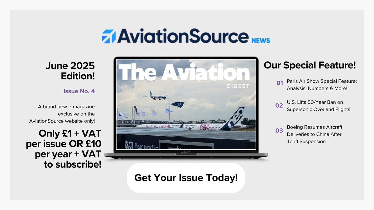 AvSourceNews's tweet photo. AviationSource is proud to reveal that Issue No.4 of The Aviation Digest - June 2025 Paris Air Show edition has been released and is now available for purchase.
Find out how to purchase your special copy here!: https://t.co/kfH2Vgdwqg
#TheAviationDigest #AviationSource #ParisAirShow #PAS25 #AvGeek #Airbus #Boeing #Embraer #ATR