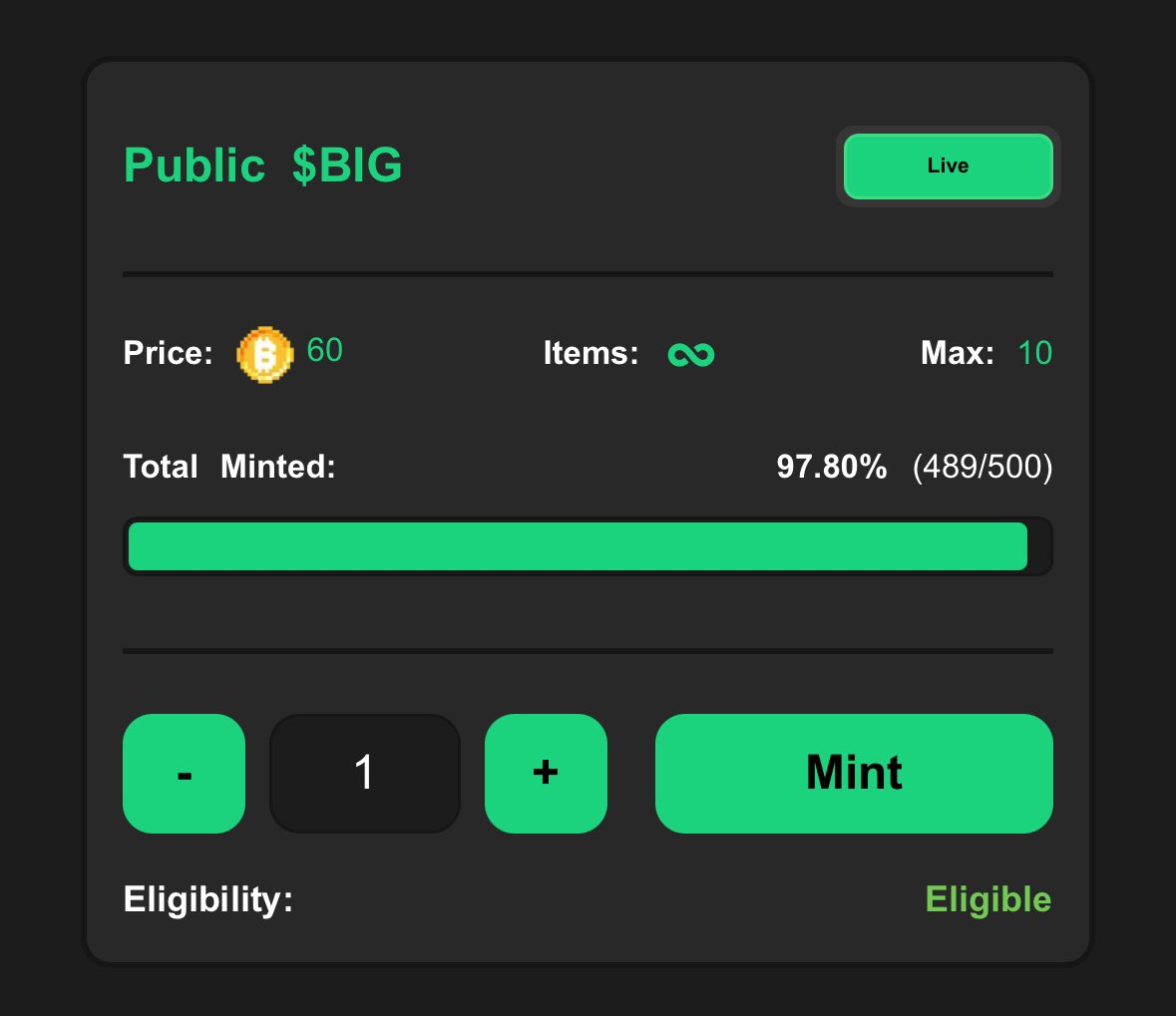 Slowly but surely, $BIG is climbing back. Only 11 Bigsocks left, and we’re just getting started! 🧦

Don’t get caught walking barefoot or in dirty socks… grab yours while you still can!
hoodedhub.xyz/launchpad/nfts…