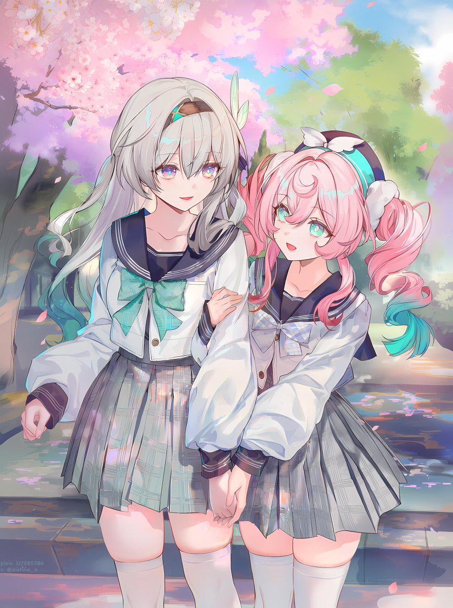 aistine_x's tweet photo. 流萤 & 风堇贴贴 🦄 #HonkaiStarRail #Hyacine #Firely #崩坏星穹铁道 #崩壊スターレイル #风堇 #流萤 #yuri #百合 #JK #AIart https://t.co/d1rwY2A6IR