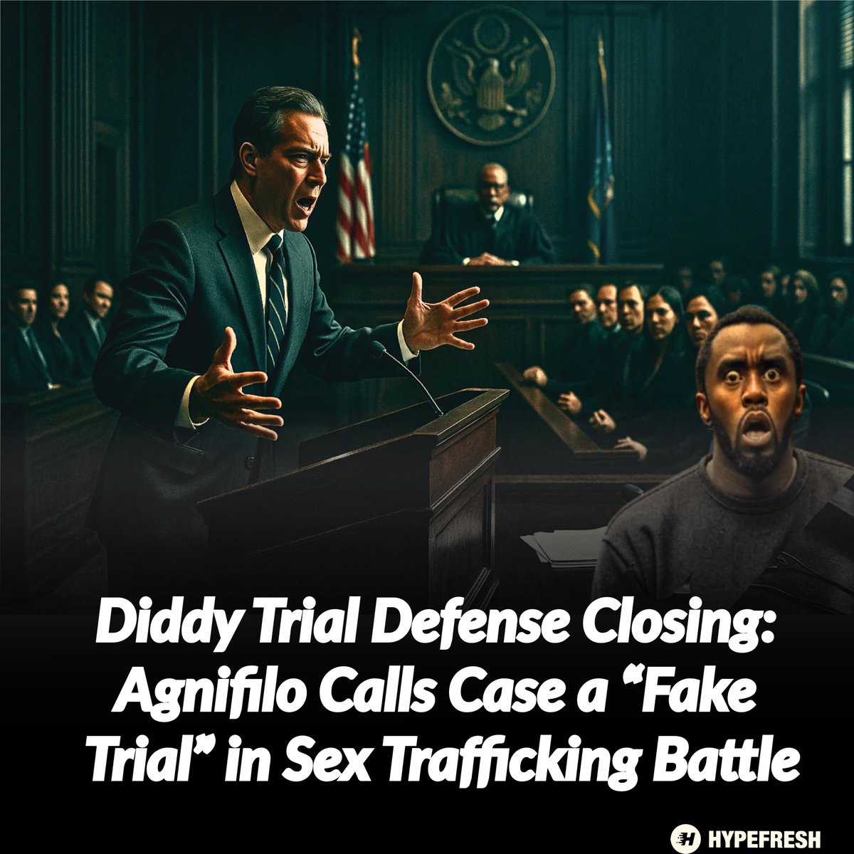 HypefreshC's tweet image. Diddy’s Defense Closes: Agnifilo Slams Case as ‘Fake Trial’ in Sex Trafficking Fight.

#Diddy #SeanCombs #TrialUpdate #LegalBattle #SexTrafficking #FakeTrial #CourtroomDrama

🔗 Click for the full info- hypefresh.com/diddy-trial-de…