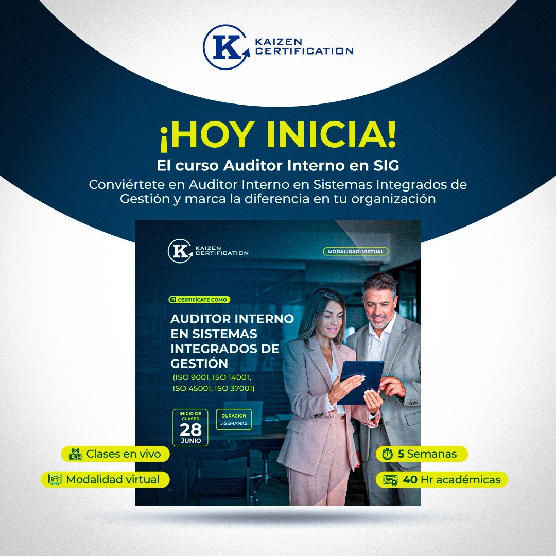 🥇 ¡MATRICÚLATE HOY y  CERTIFICATE como AUDITOR INTERNO EN SISTEMAS INTEGRADOS DE GESTIÓN (ISO 9001 - ISO 14001 - ISO 45001 - ISO 37001)! 🎖

✨ Contáctanos ➡️ wa.link/t4j8yi
📄 Brochure ➡️ bit.ly/3HxvV9p
🎥 Video testimonios ➡️ bit.ly/43m47gW