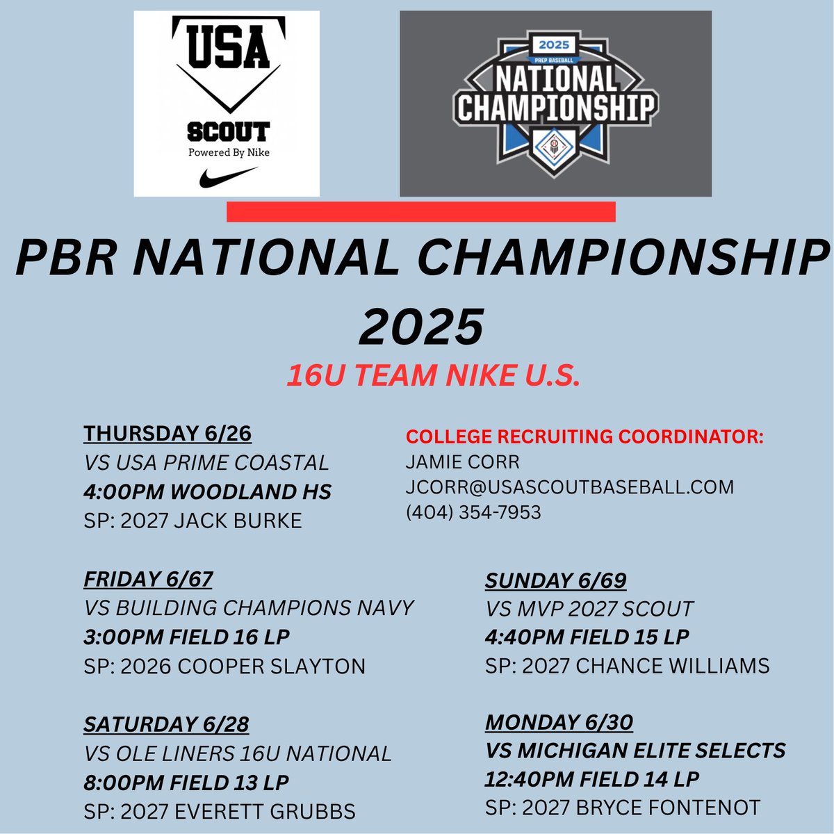 Game #3 starting line up and updated pitching rotation for 16u National Championship! Stay tuned for weather updates 🌧️
<a href="/PrepBaseballGA/">Prep Baseball Georgia</a> <a href="/pbtscouting/">Prep Baseball Scouting</a>