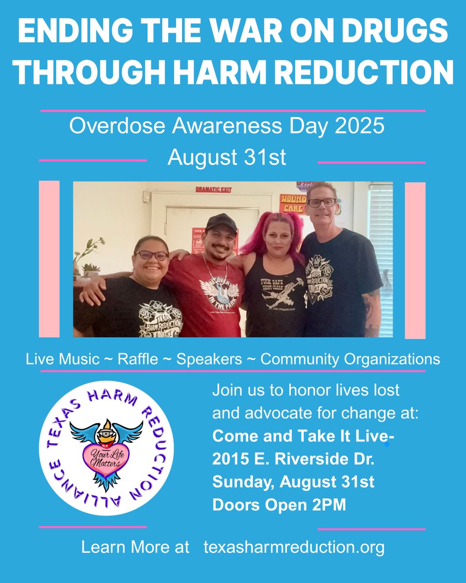TexasHRA's tweet image. Join us for live music, community, and connection as we honor lives we've lost to overdose, stand with those who are grieving and fight for those who are still living. We remember the people we’ve lost and taking action to build a future with more compassion and understanding.