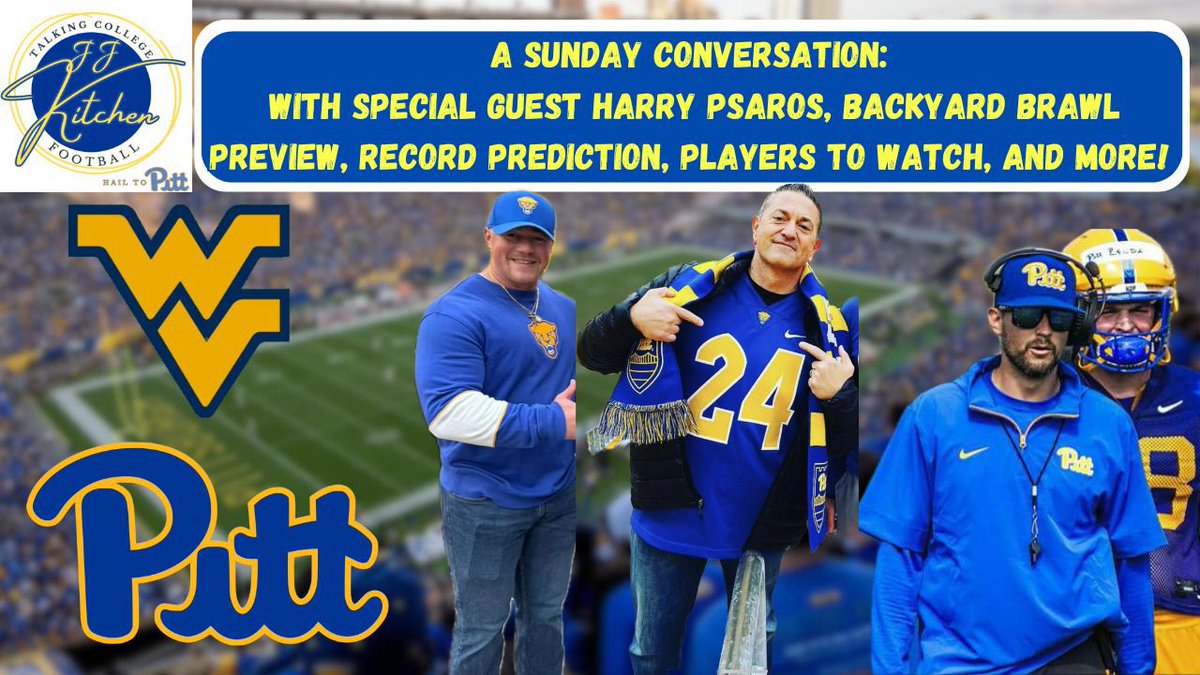JJ Kitchen (@jj_kitchen40) on Twitter photo Another Great Sunday on tap at 7:05pm!!! With a special guest Harry Psaros (<a href="/PittGuru/">Harry Psaros</a>) !!
- Backyard Brawl Final Year
- Conference Realignment
- Pitt Players To Watch
And more!
A Sunday Conversation: Special Guest Harry Psaros | Pitt Predictions | B... Another Great Sunday on tap at 7:05pm!!! With a special guest Harry Psaros (<a href="/PittGuru/">Harry Psaros</a>) !!
- Backyard Brawl Final Year
- Conference Realignment
- Pitt Players To Watch
And more!
A Sunday Conversation: Special Guest Harry Psaros | Pitt Predictions | B...