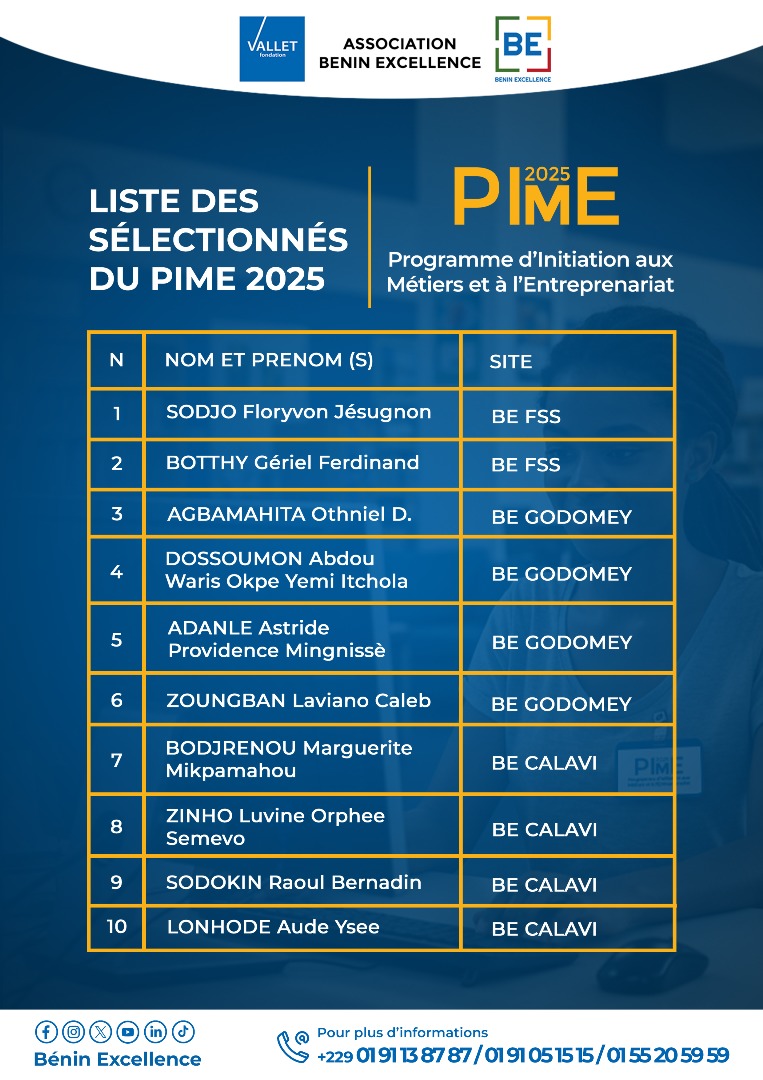Résultats PIME 2025 Dévoilés !

Félicitations à tous les participants !

Pour nos sélectionnés :
Rendez-vous le 1er juillet pour une immersion passionnante dans le monde professionnel ! Préparez-vous à une expérience enrichissante. 💪🖥️🎨