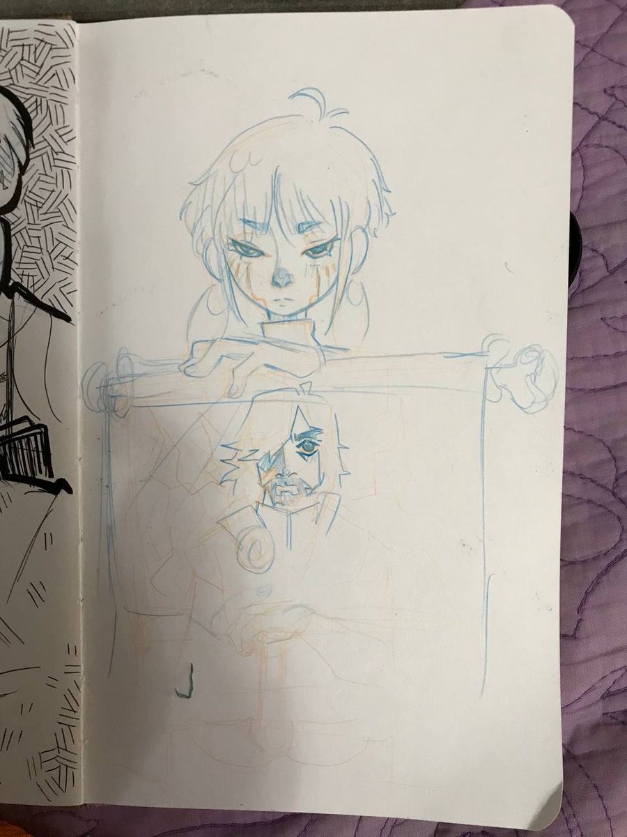 akwardowlette's tweet photo. Another shot at another @JustAbout__ contest of @Blades_of_Fire

Thought it would be interesting to make Fanart of Adso making fanart of Aran to portray the two :3 

I gave it my own spin at the style 

#BladesofFire 
#JustCreators https://t.co/vfyO8l6oVt