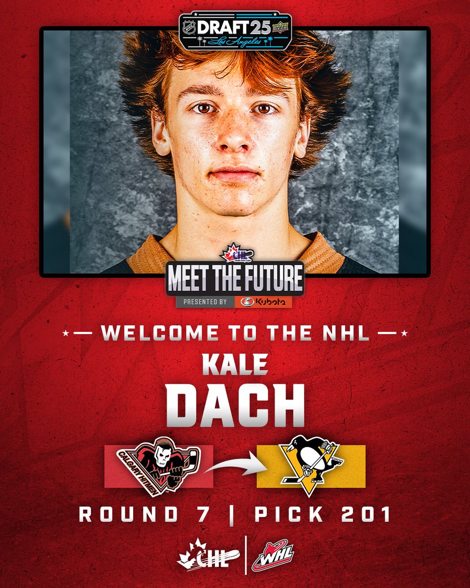 With the 201st overall pick in the seventh round of the 2025 #NHLDraft, the <a href="/penguins/">Pittsburgh Penguins</a> have selected <a href="/WHLHitmen/">Calgary Hitmen</a> signee Kale Dach!

#LetsGoPens