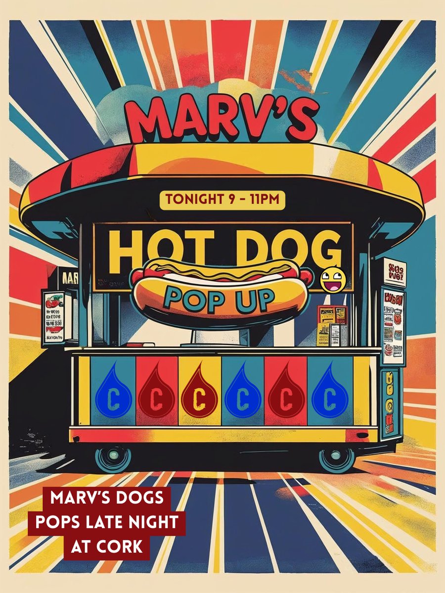 Back Again to Satisfy that #LateNight Munch.
Marv's Dogs Popping #TonightOnly at Cork!
#corkdc #LateNightMood #hotdogs #saturdaynight