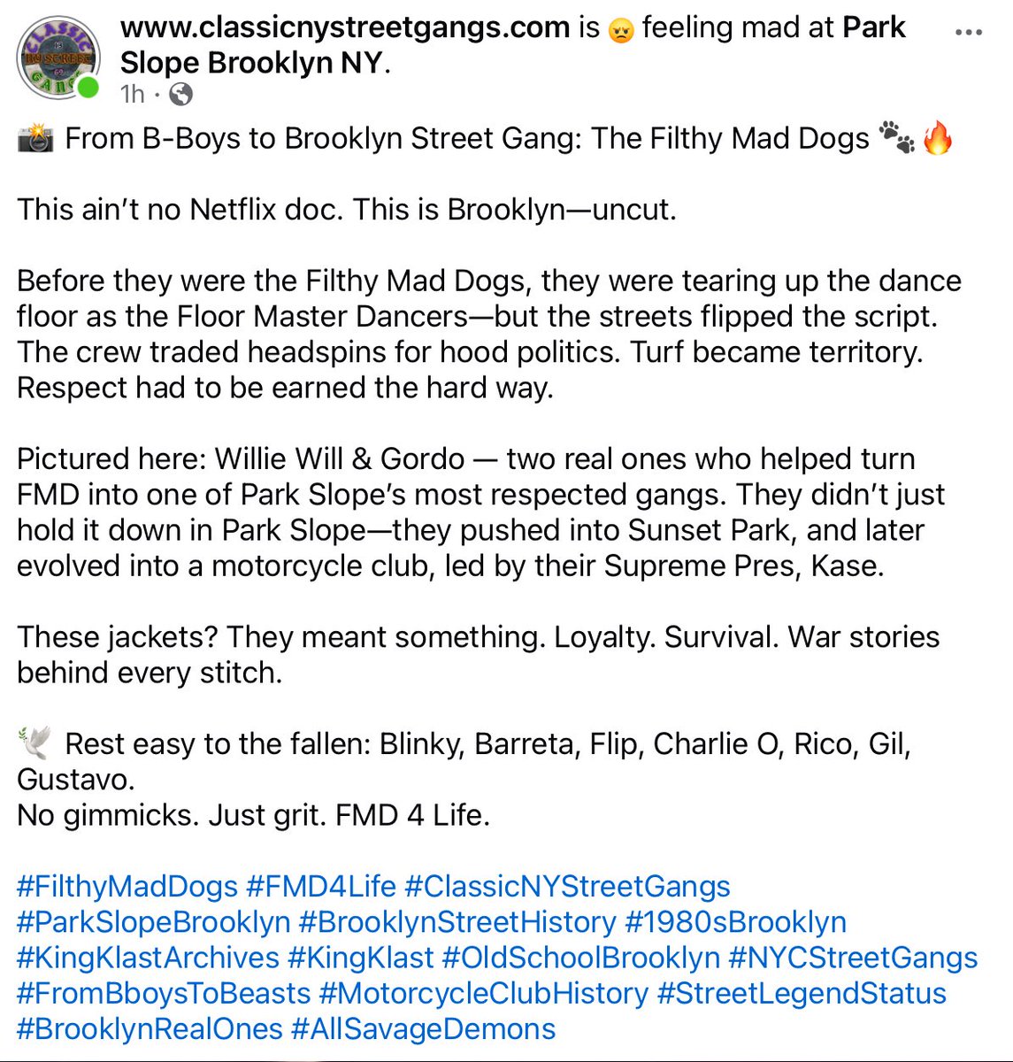 kingklast's tweet photo. 📸 From B-Boys to Brooklyn Street Gang: The Filthy Mad Dogs 🐾🔥
#FilthyMadDogs #FMD4Life #ClassicNYStreetGangs #ParkSlopeBrooklyn #BrooklynStreetHistory #1980sBrooklyn #KingKlastArchives #KingKlast #OldSchoolBrooklyn #NYCStreetGangs #FromBboysToBeasts #MotorcycleClubHistory https://t.co/8cPXPcSYrJ