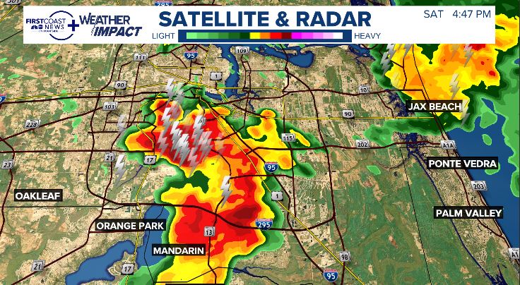 This is the next strong storm to watch... San Marco down to Mandarin. Lots of lightning, small hail possible too. Drifting to the east-northeast at 10mph