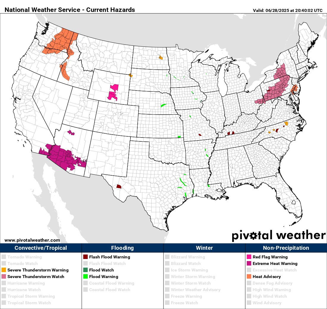 climateguyw's tweet photo. On 6/28 #HeatwaveShell shrank to a CAT1 and is barely hanging on as an organized system. Heat advisories are only in effect around Philadelphia. A new southwestern heatwave has ramped up to a CAT2. My oil company naming criteria: https://t.co/3BrQn4kktq
@extremetemps @CCLSVN https://t.co/IqUUV9v738