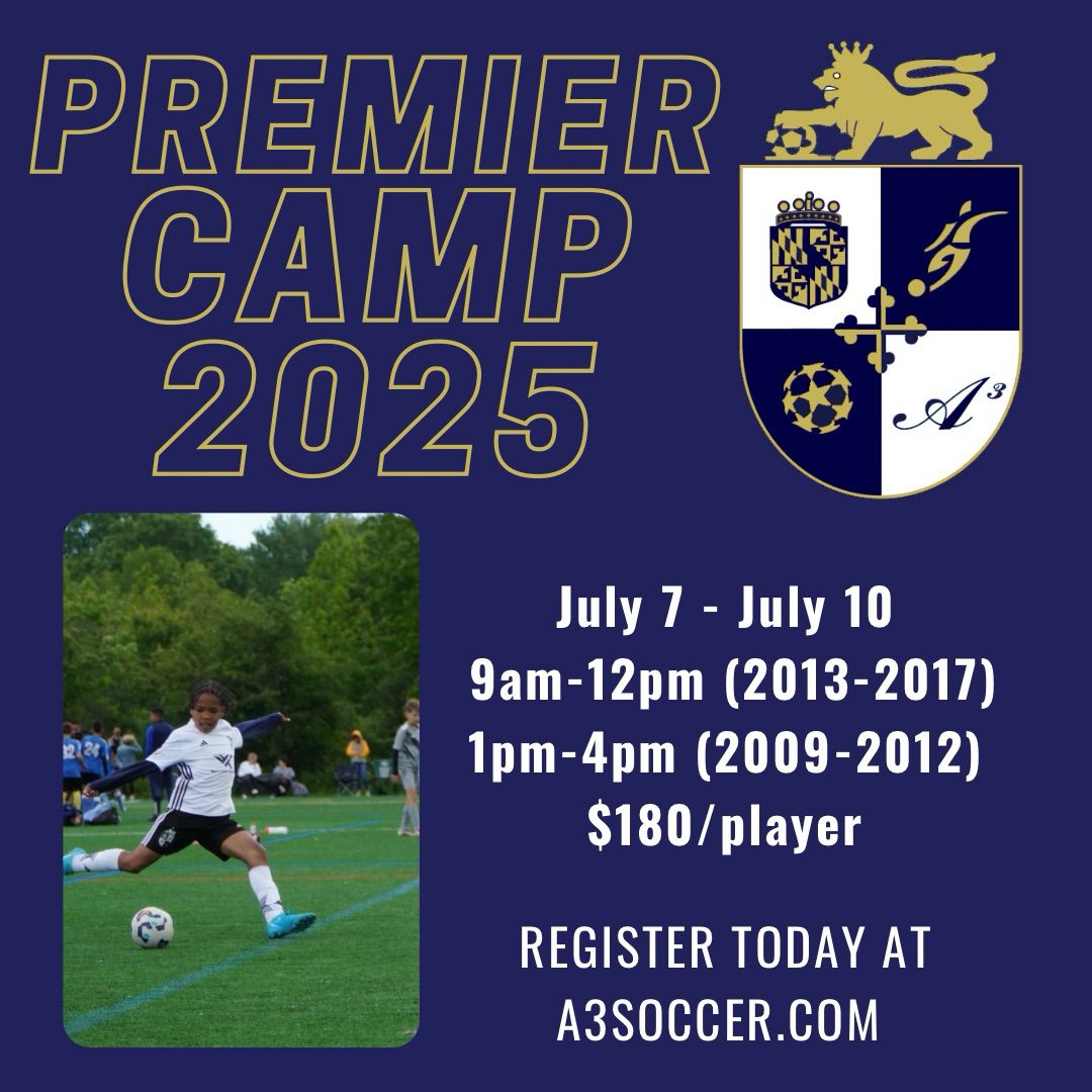 📣 Registration for our Premier Camp is OPEN!
🗓️ July 7-10
⚽️ For players born between 2009 &amp; 2017
💻 Register at a3soccer.com