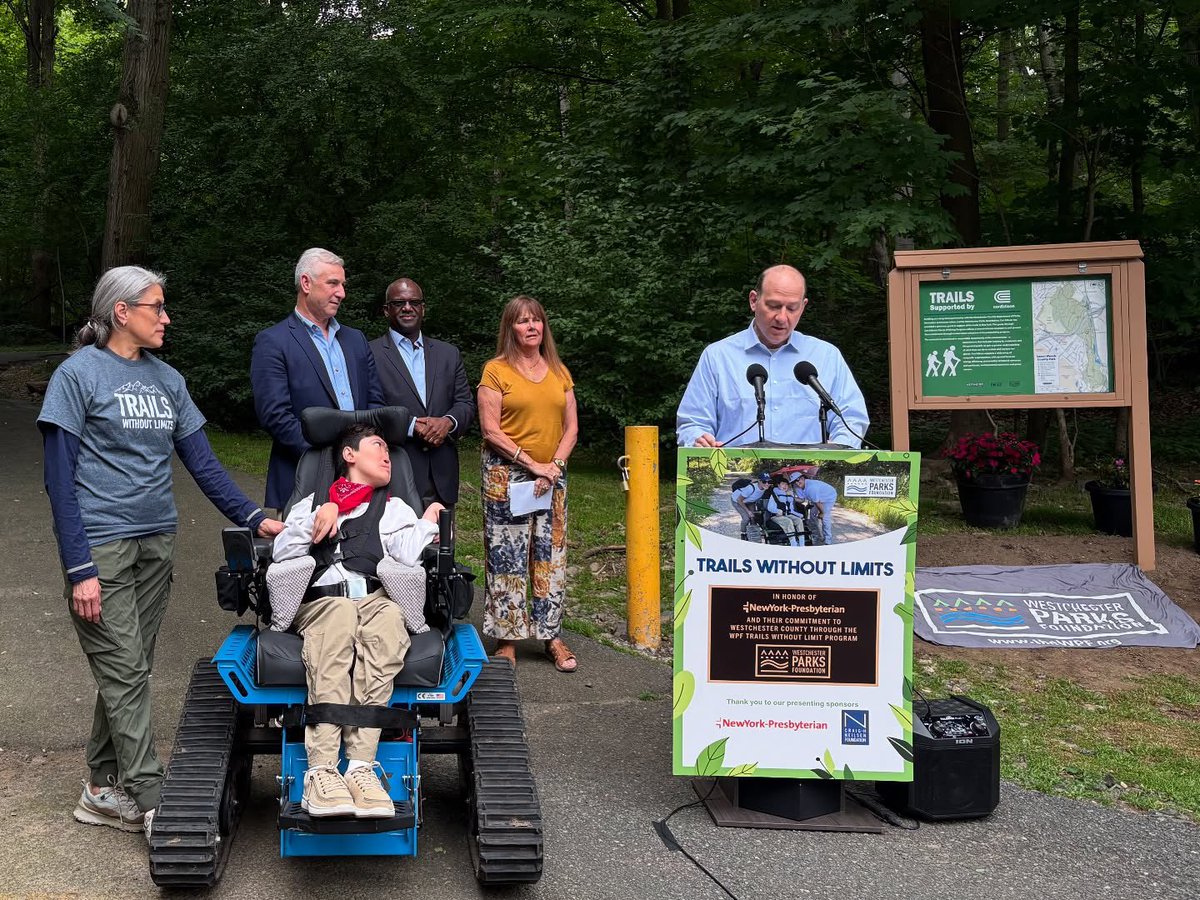 Yesterday at Saxon Woods Park, we unveiled a special plaque honoring NewYork-Presbyterian Hospital for their incredible support as the presenting sponsor of our Trails Without Limits program. The program provides individuals with physical disabilities the opportunity to explore