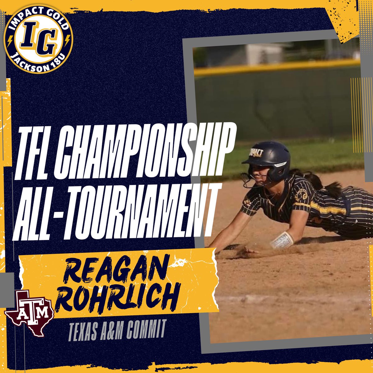 Impact Gold Jackson 18Uš„ (@ig_jackson18u) on Twitter photo Congratulations to Arizona signee <a href="/RylieHolder14/">Rylie.Holder</a> and Texas A&M commit <a href="/ReaganRohrlich/">Reagan Rohrlich</a> for being named to the TFL Championship All-Tournament Team!! Way to go IG!!
#betheimpact #trusttheprocess #goldblooded #igjackson18u Congratulations to Arizona signee <a href="/RylieHolder14/">Rylie.Holder</a> and Texas A&M commit <a href="/ReaganRohrlich/">Reagan Rohrlich</a> for being named to the TFL Championship All-Tournament Team!! Way to go IG!!
#betheimpact #trusttheprocess #goldblooded #igjackson18u