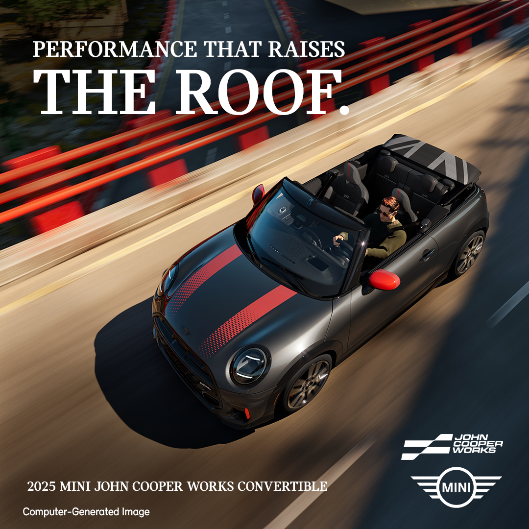 Built for curves, made for sunshine. 🌞
The 2025 MINI JCW Convertible brings turbocharged excitement to every mile.
Unleash yours at Ferman MINI!
bit.ly/3PmVc79 

#MINIThrills #JohnCooperWorks #FermanMINI