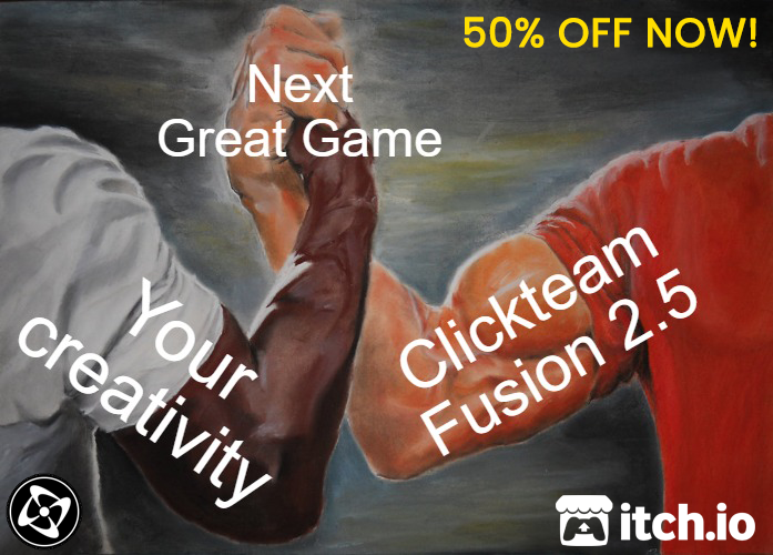 Make then next Great Game in Clickteam Fusion 2.5, Now 50% off on <a href="/itchio/">itch.io</a>! #MadeWithFusion #indiedev 

clickteam.itch.io/clickteam-fusi…