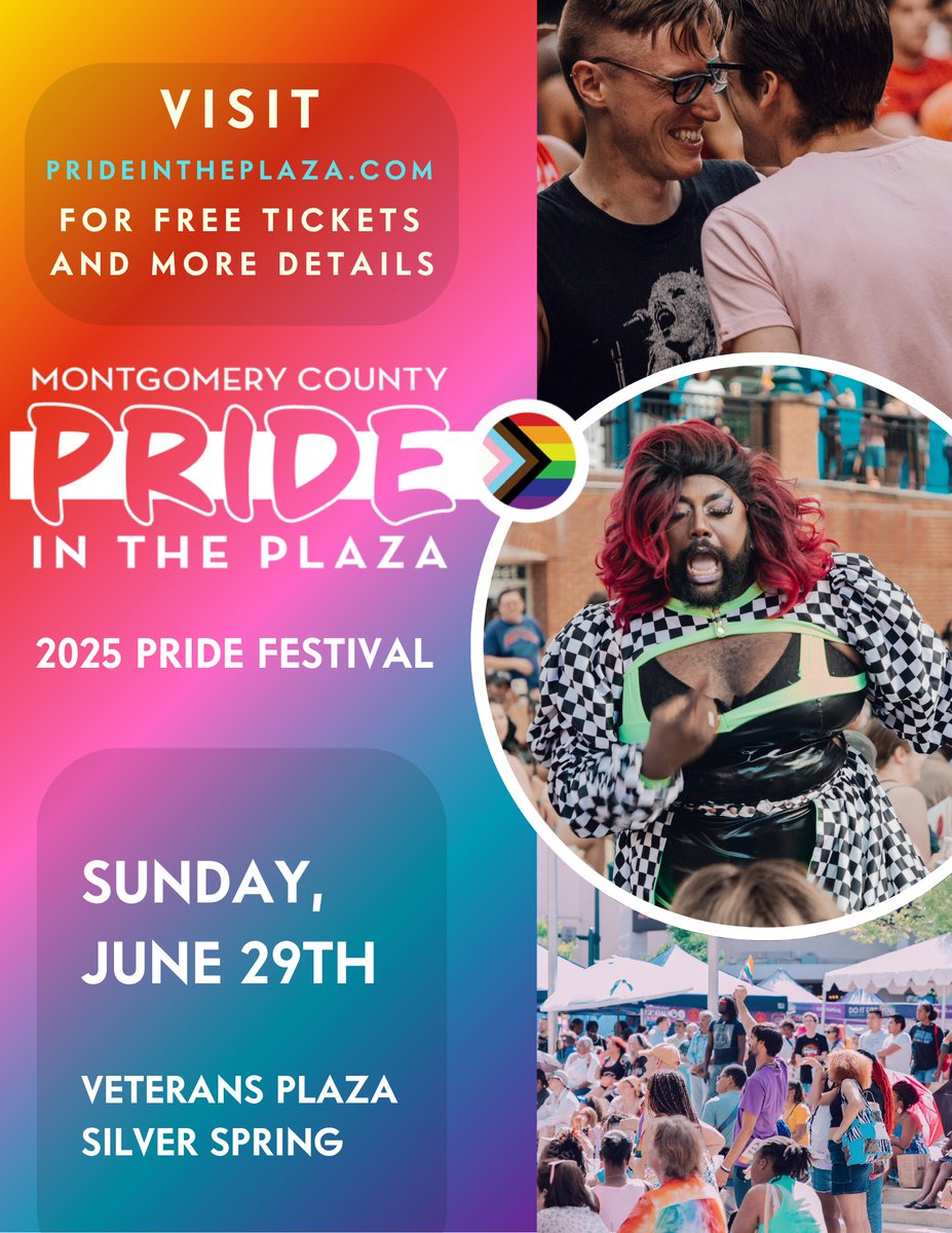 MoCoDHHS's tweet image. Don’t miss Pride in the Plaza on June 29! Let’s come together to celebrate love and living our most authentic selves. For more info, visit: tinyurl.com/mrxkduw8 #prideintheplaza @doitformc