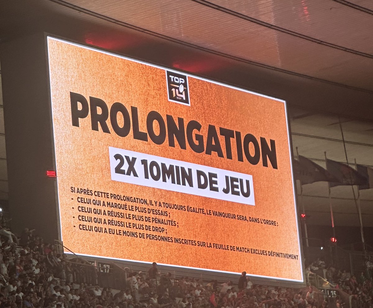 Prolongations 🤯🤯🤯
Les règles pour cette finale de fou 😍
#FinaleTOP14 #STUBB 
🔽🔽🔽
