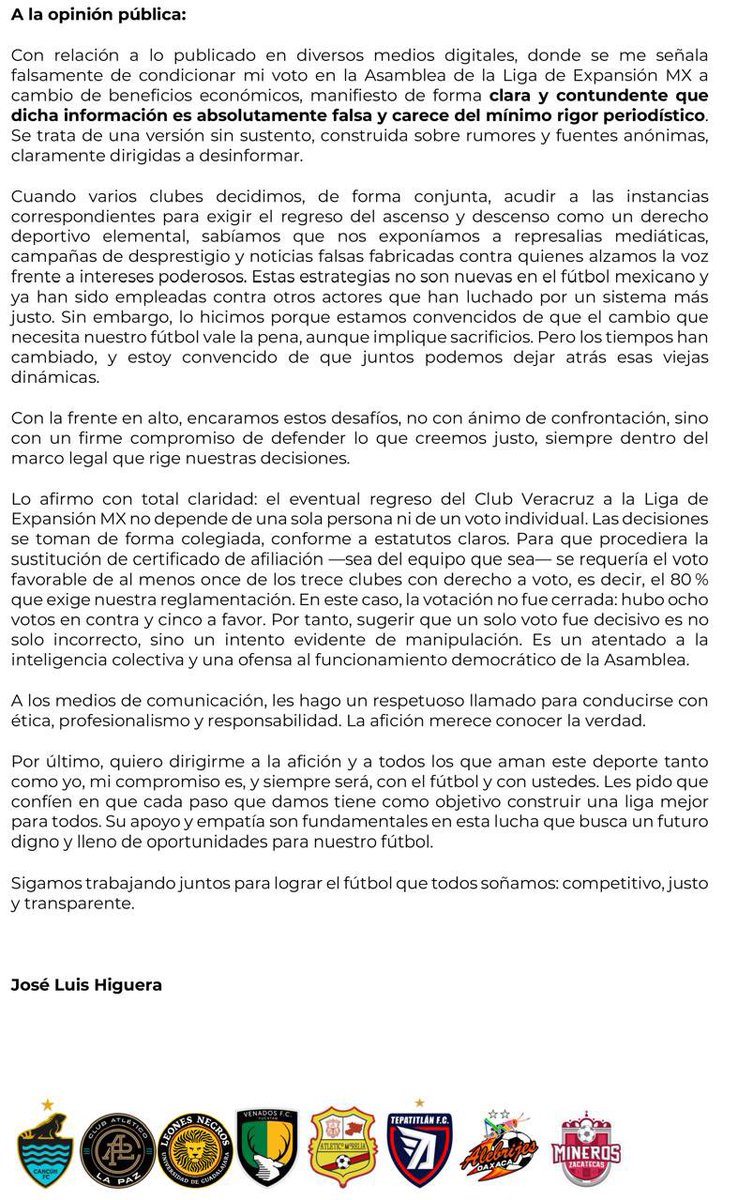 A la opinión pública