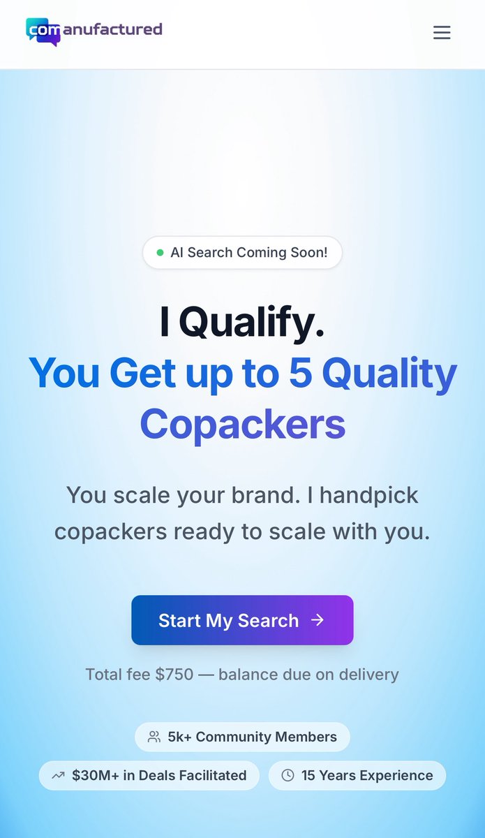 AI is great. 

Until it’s not.

It can’t pick up the phone and talk to copackers.

It can’t sense when a facility is overpromising.

It can’t feel if the vibe is off.

I can. And I do. Every day.

Although I’m building an AI search platform, sometimes, AI won’t cut it when it