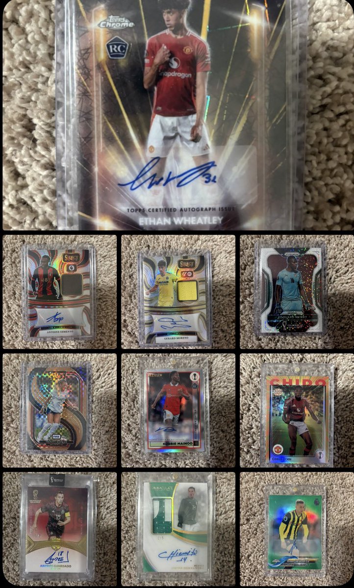 Wheatley- $45 shipped 
Semenyo- $30 shipped
Moreno- $15 shipped
Mendy- free with any purchase over $20
Rodman /75- $10
Mainoo- $65
Chido- $100
Guardado- $225
Chicharito- $415
Deloufeo- $15