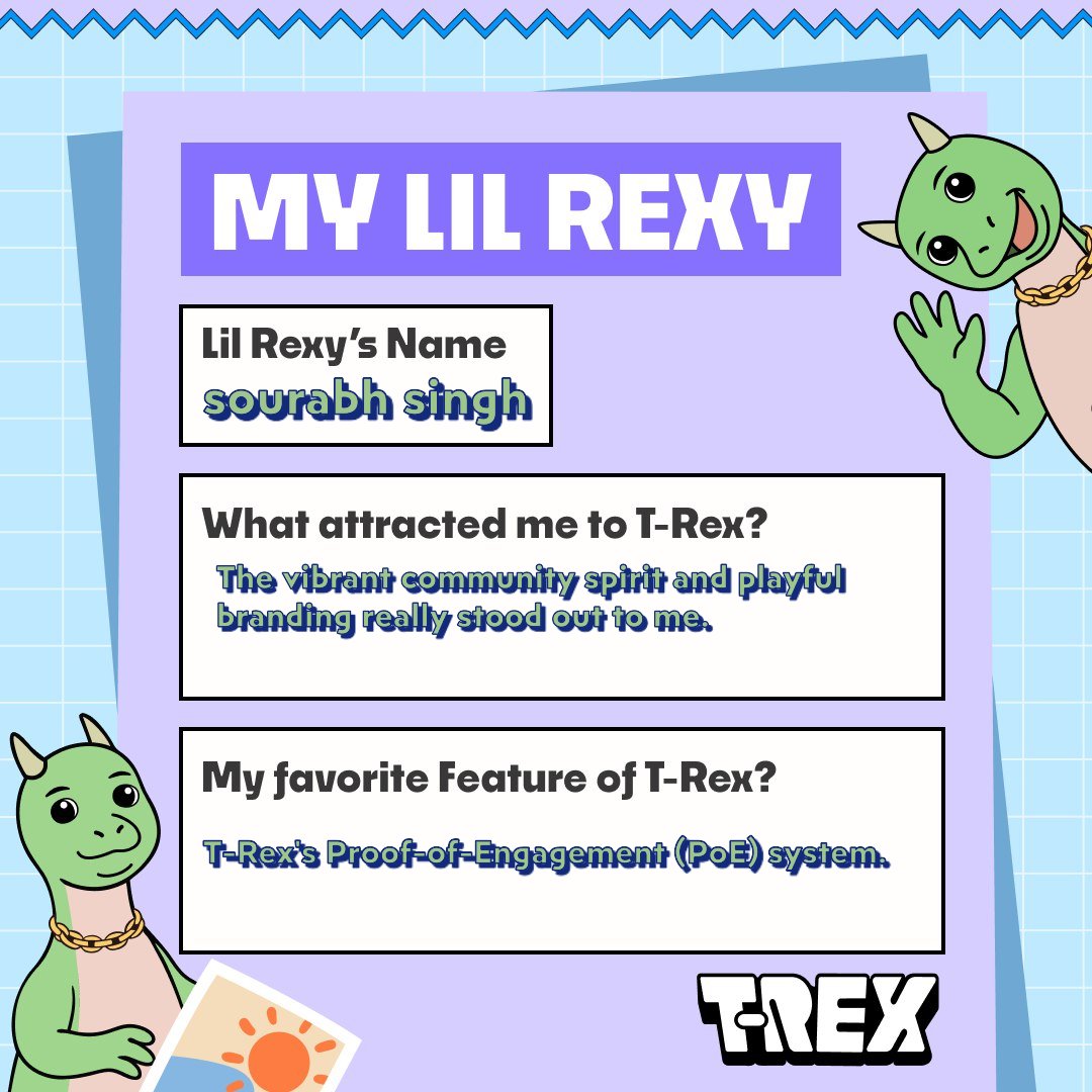 Here is my Lil Rexy
<a href="/TREX_chain/">T-REX 🦖</a>
#MyLilRexy