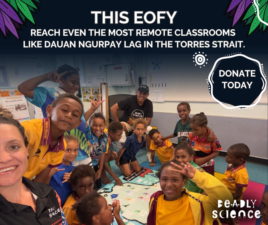 DeadlyScience's tweet image. This EOFY, with your support, students from schools like Dauan Ngurpay Lag can continue exploring science through a cultural lens.
Donate today - all gifts over $2 are tax-deductible.
mycause.com.au/events/deadlys…
#EOFYDonations #STEMequity #DeadlyScience