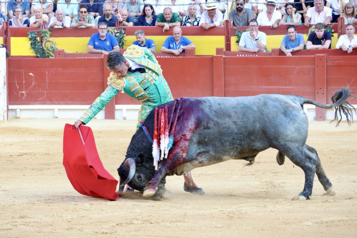 ALICANTE:  Manuel Escribano indulta a “Bohemio”, nº 50 de Victorino Martín, un gran toro. Embistió con profundidad y ritmo, mientras la muleta, casi arrastrando por la arena, marcaba el compás de una faena vibrante y llena de verdad. Tarde en solitario cortó 5 orejas.
