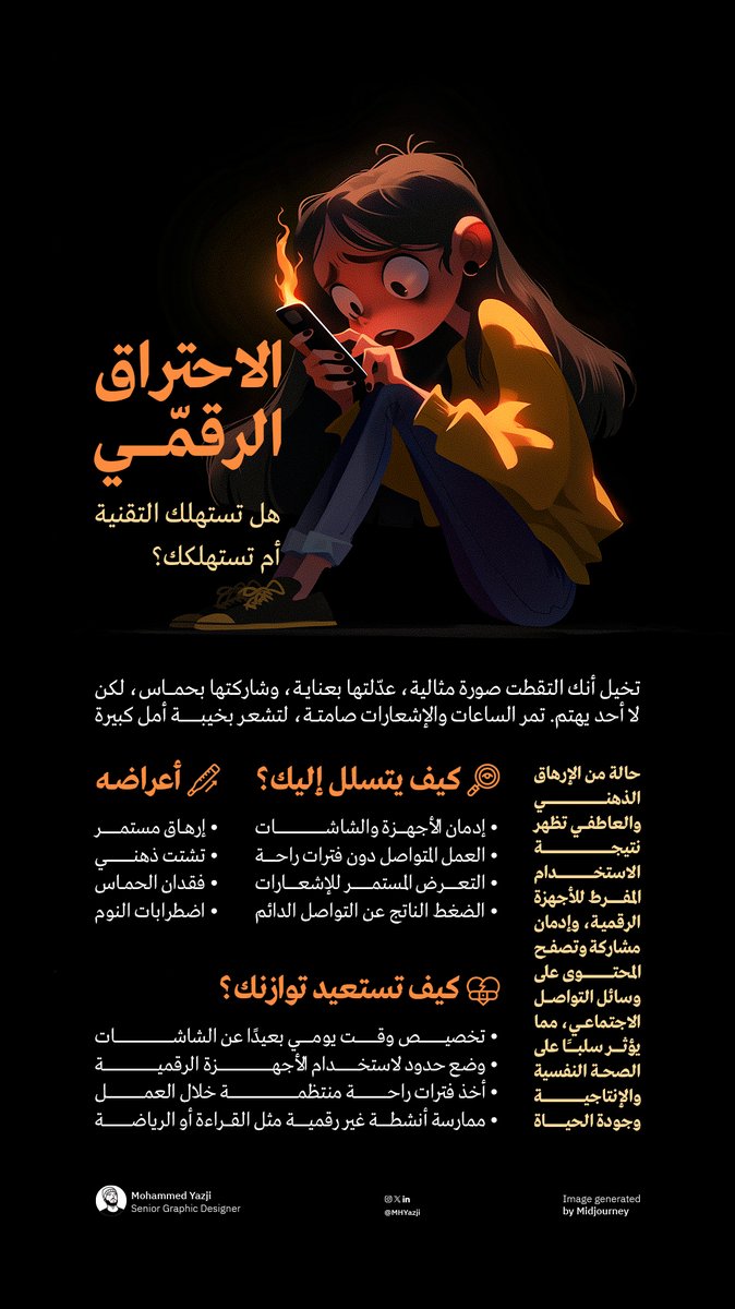 .

متصل دائمًا؟
انتبه قبل أن تحترق رقميًا! 📷

via:
<a href="/MHYazji/">Mohammed Yazji</a> 

.