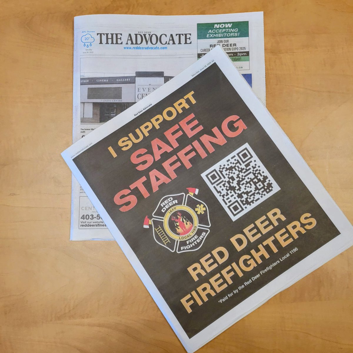 🚨 Show Your Support! 🚨

As we wait for more lawn signs to arrive, we’ve taken out a full-page ad in the Red Deer Advocate to keep the message alive.

If you want to help, cut it out and tape it in your window to show your support for safe staffing in Red Deer.

Want to learn