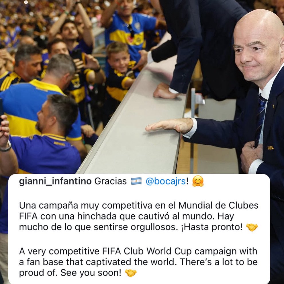 Gianni Infantino y una reflexión para Boca.