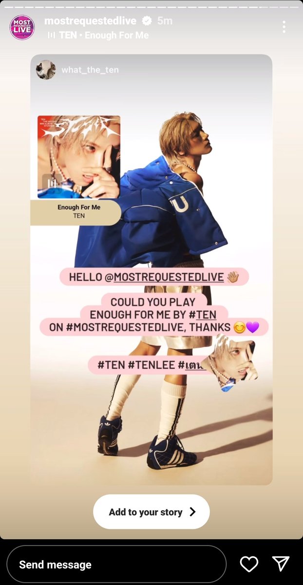 mnsdae's tweet image. I wish Enough For Me by  #TEN is on #MostRequestedLive list, omg!! BUT WE NEED MORE PEOPLE HERE

Calling all 10velys to request TEN's song on @MostRequestLive 📞💜

You can request on X, Instagram, Facebook, and more !!

Let's request #EnoughForMe for this week 

#TENLEE #เตนล์