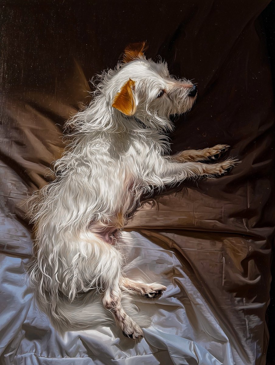 DavidLaChanceJr's tweet image. Omnireference, oil on linen prompt of my dog. Midjourney nailed it. I love these.
#midjourneyart #midjourney #aiart #aiartwork #dog