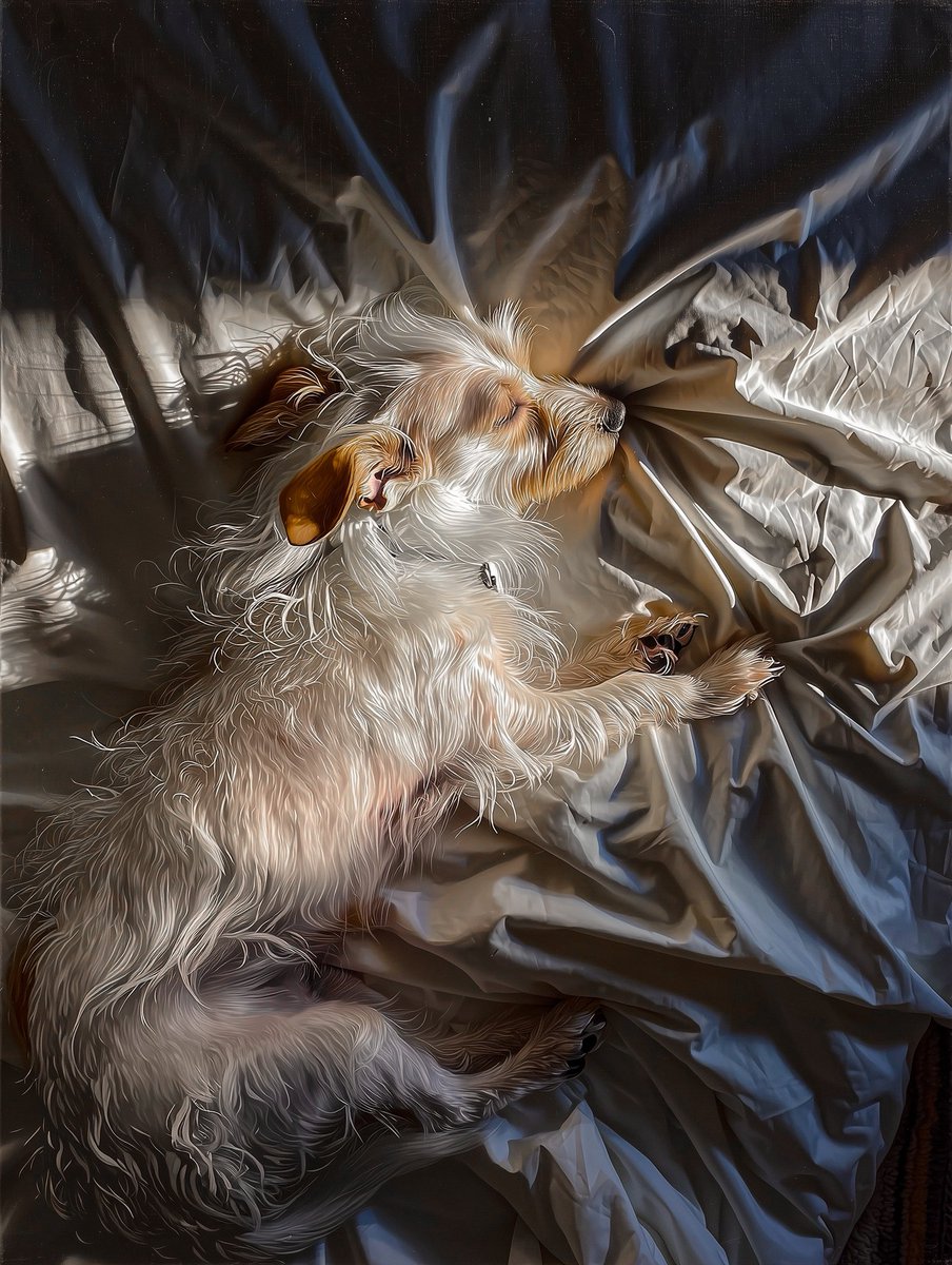DavidLaChanceJr's tweet image. Omnireference, oil on linen prompt of my dog. Midjourney nailed it. I love these.
#midjourneyart #midjourney #aiart #aiartwork #dog