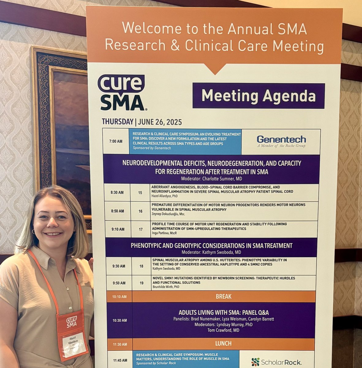 hazelAllardyce_'s tweet image. Incredible week at @CureSMA 2025, where I presented on the role of vascular pathology in SMA. 
Truly inspiring to meet patients and their families to connect and hear their stories. Thank you for the opportunity to share and learn! 
#SMAreserach #SMAcommunity